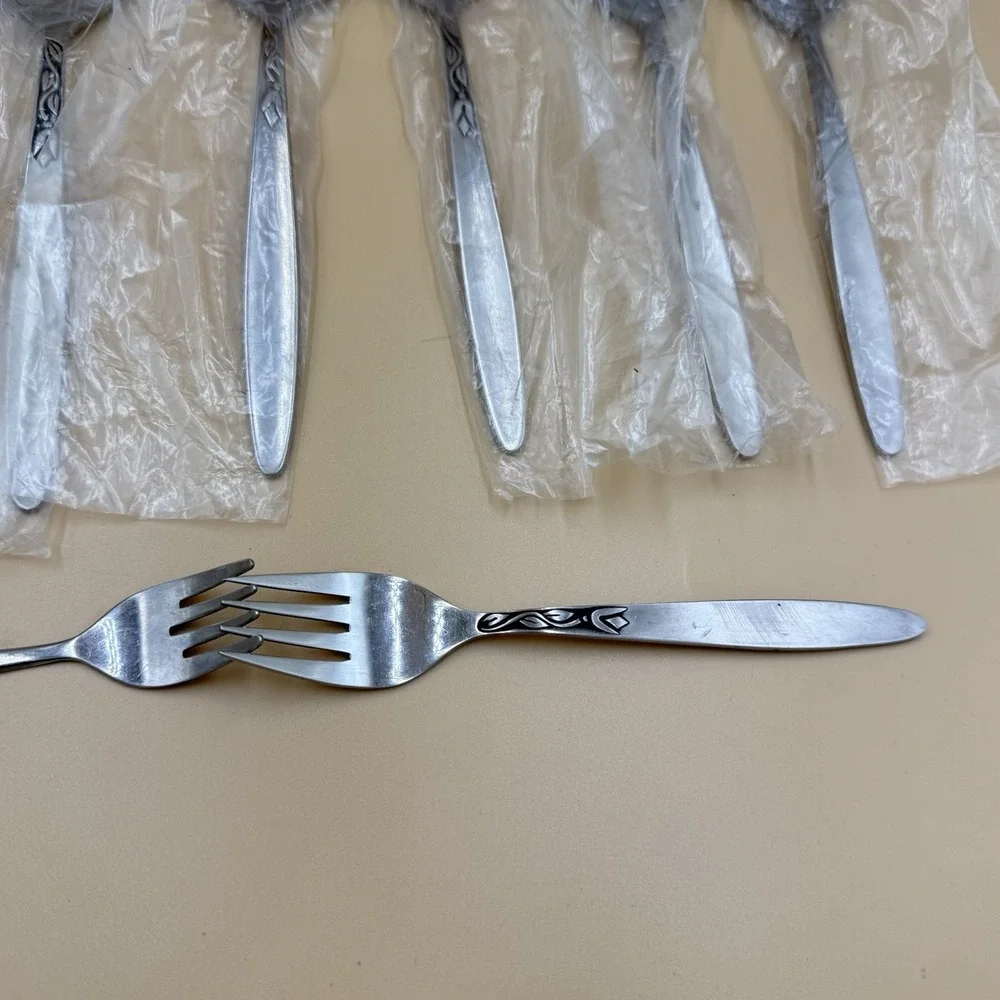 Lot of 9 Amefa Tulip Time Stainless Flatware Holland Satin Handle Silverware